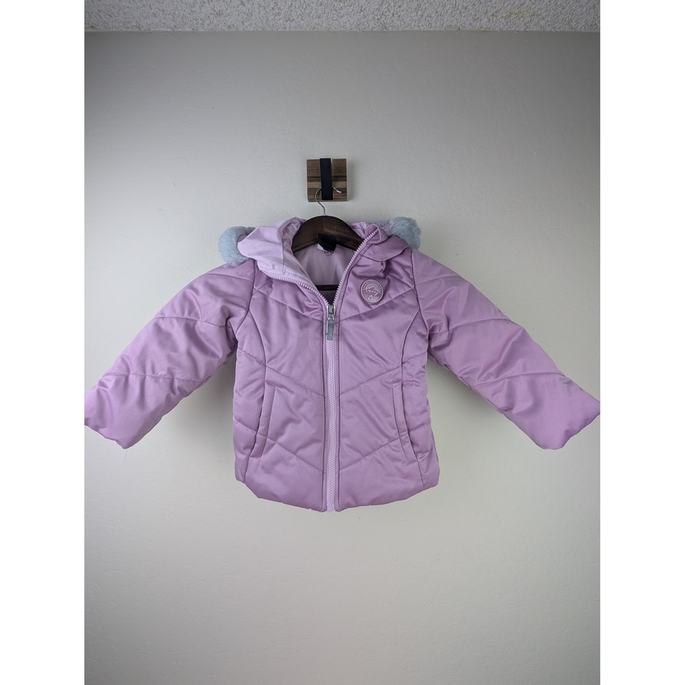 Gerry Girls Lavender Hooded Puffer Jacket Faux Fur Trim Purple Coat 4T